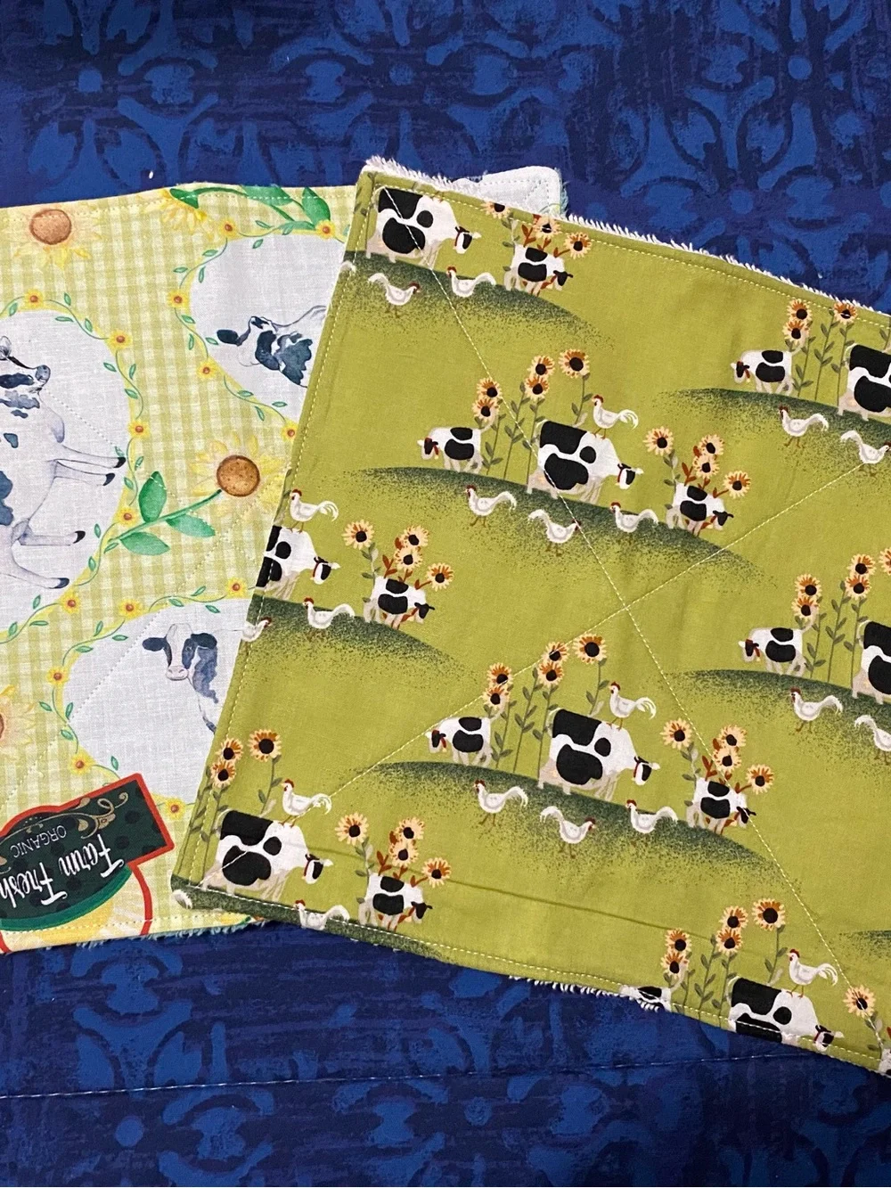 Handmade Green Farm Print Dish Cloth - Cotton